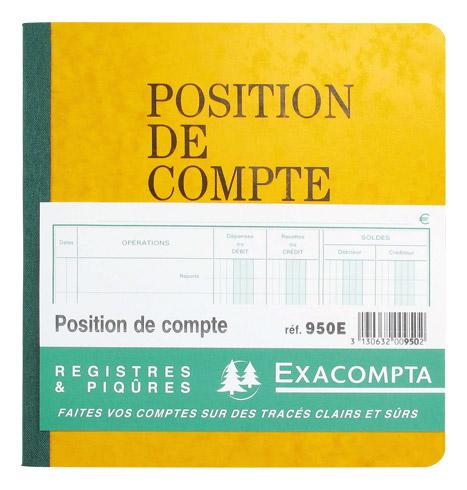 REGISTRE STANDARD POSITION DE COMPTE EXACOMPTA 950E,19 X 21 CM 80 PAGES