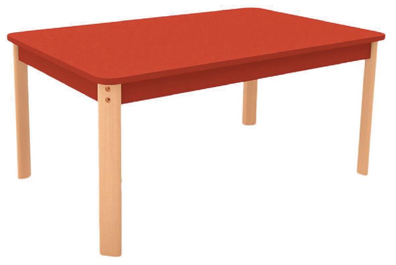 TABLE ERGO RECTANGULAIRE T0 - ROUGE/HÊTRE - MANUTAN COLLECTIVITÉS