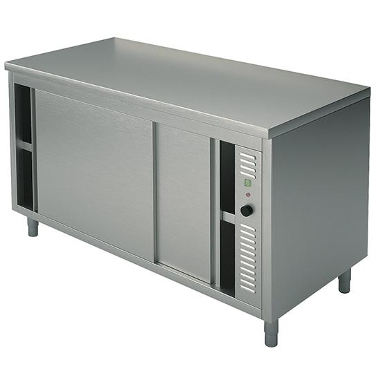 Table inox armoire basse chauffante - portes coulissantes, sans dosseret, 2000x700 mm, référence Virtus HCA0071_0