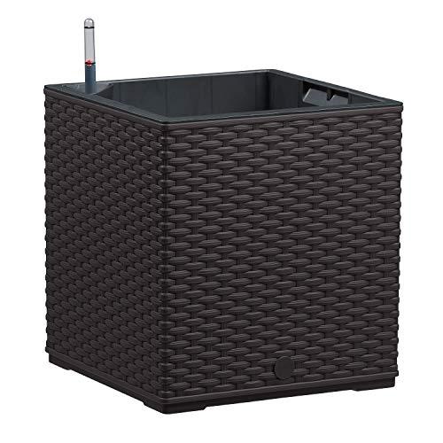 EMSA Casa Mesh 517589 - Pot de fleurs en osier avec système d'arrosage automatique, 30x31 cm, gris granite_0