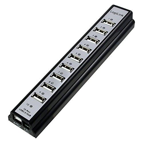 LogiLink UA0096 - Hub USB 2.0 noir, 10 ports, 3,5 A, 480 Mbit/s - Certification ROHS, CE, FCC_0