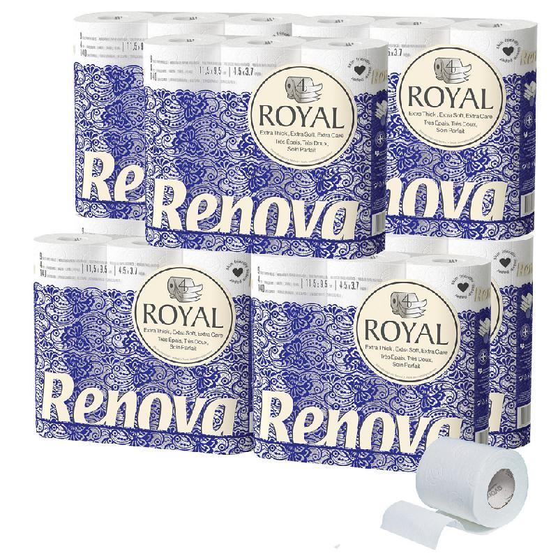 63 ROULEAUX PAPIER TOILETTE RENOVA ROYAL 4 ÉPAISSEURS