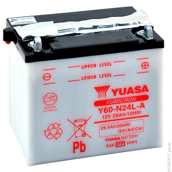 Batterie moto YUASA Y60-N24-LA 12V 28Ah - haute performance pour motos et véhicules tout terrain_0