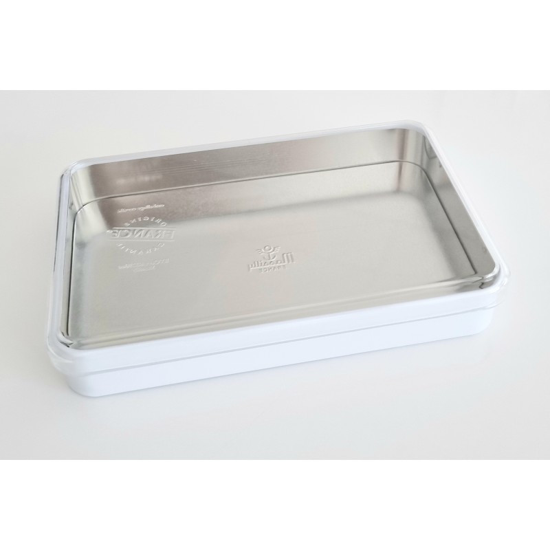Boîte métal blanche et couvercle transparent, sans charnière, hauteur 3 cm - BA001192_0