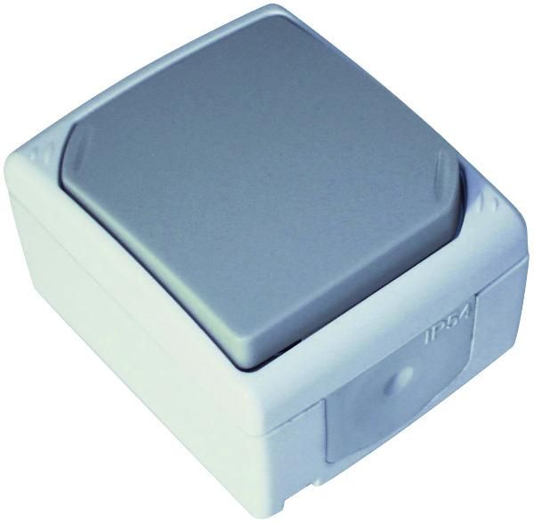 BOUTON POUSSOIR GRIS CLAIR - IP 54