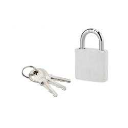 Cadenas à clé Fashion Leather, acier, intérieur, anse acier, 30mm, blanc, 3 clés - THIRARD - blanc 3150261090184_0
