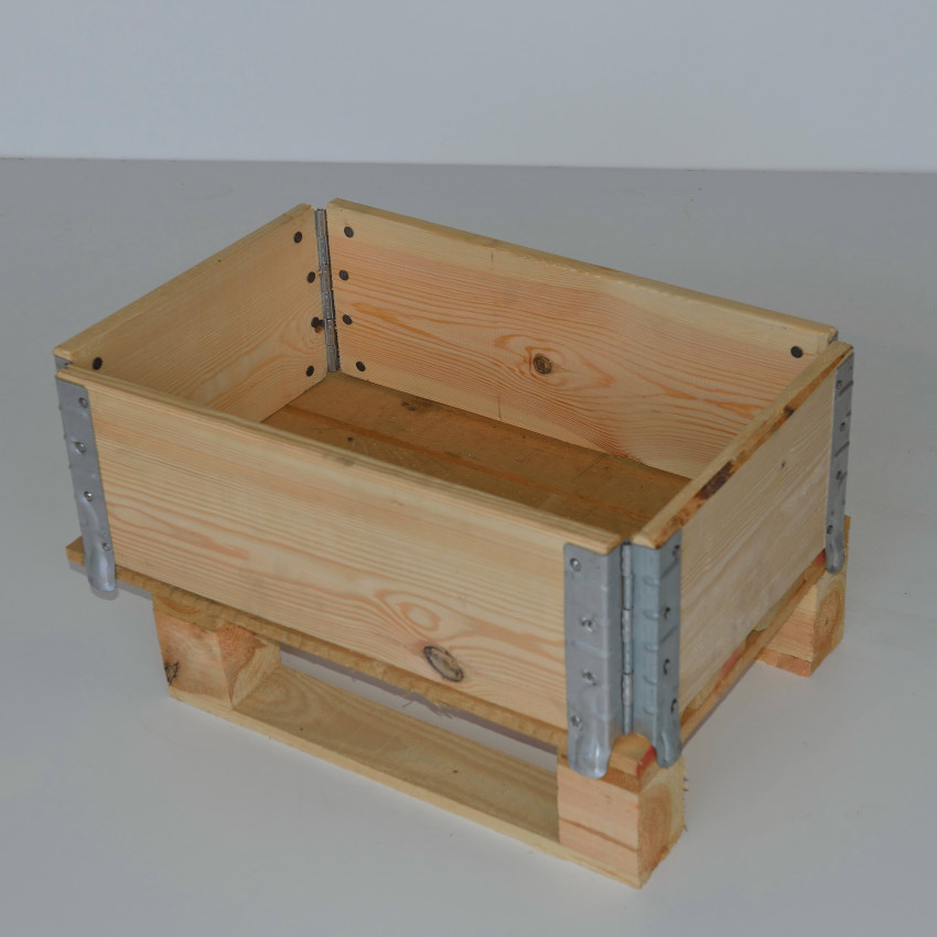 Rehausse palette en bois certifiée PEFC - dimensions 600 x 400 x 195 mm - sapin du Nord - pliable et personnalisable_0