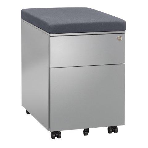 CAISSON MOBILE MÉTAL 3 TIROIRS ANTHRACITE AVEC COUSSIN TURQUOISE