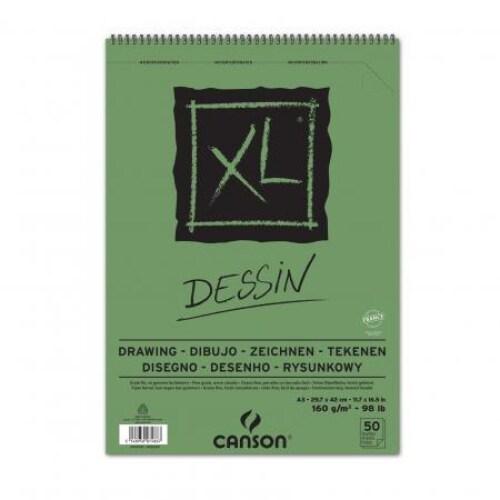 CANSON Lot de 5 Bloc spiralé 50 feuilles XL® Dessin A3 160g/m², grain léger blanc - 3148950074867_0