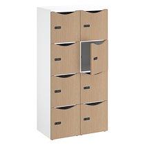 Casier de bureau Lockers 8 cases - Corps blanc, portes chêne clair - H 170,9 cm_0
