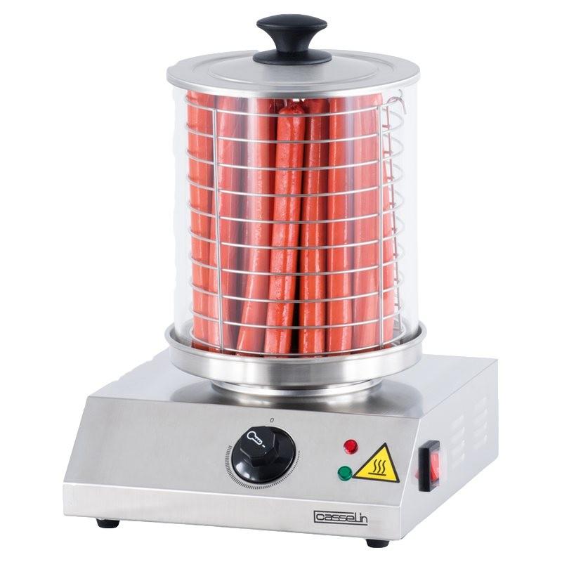 Chauffe saucisses électrique Casselin CMH2 - acier inoxydable, cylindre en verre Ø 200 mm, température réglable_0
