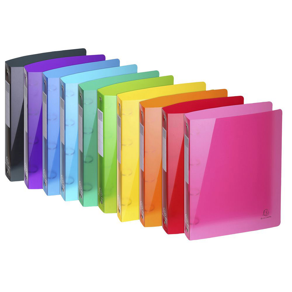 CLASSEUR 4 ANNEAUX EXACOMPTA IDERAMA - POLYPRO SOUPLE 7/10 BRILLANT - DOS 4 CM - COLORIS ASSORTIS - LOT DE 10