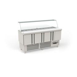 CORECO Meuble De Preparation Fast Food Gn1/1 - 4 P. - 0/+8 - 1815X700X890 - Int Et Ext  - Livre Avec 4 Barettes De Separation - Pare Haleine MFK-180 -_0