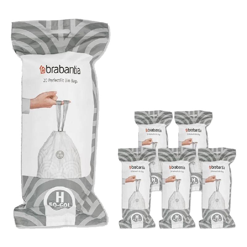 De 6 rouleaux de 20 sacs poubelle 50/60 l code H -  Lot 6000 cl Blanc Autre Plastique Brabantia - blanc plastique 8710755138782_0