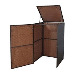 Décoshop26 - Abri de poubelle extérieur conteneur à ordures en rotin poly marron 120 litres 04_0002858 - marron 3000375432694_0