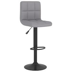 Décoshop26 - Tabouret de bar x1 chaise haute en tissu gris clair coutures carrées et acier noir DEC029475 - gris 3000257394195_0