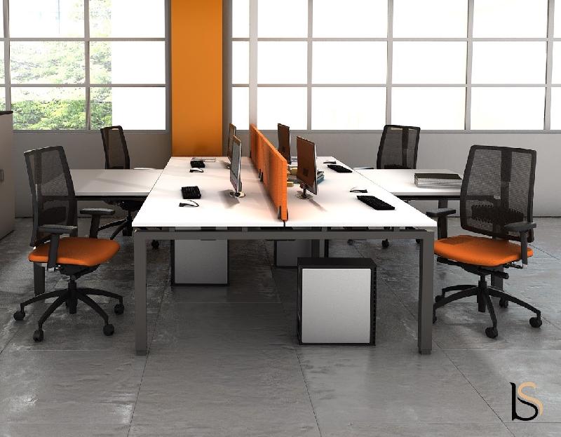 Ensemble de 2 bureaux Bench ECO - Mobel Linea - 160, Blanc, Acacia foncé_0