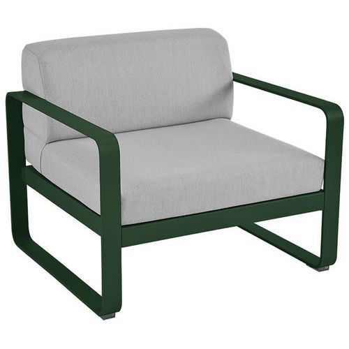 FAUTEUIL BELLEVIE VERT CÈDRE COUSSINS GRIS FLANELLE - FERMOB