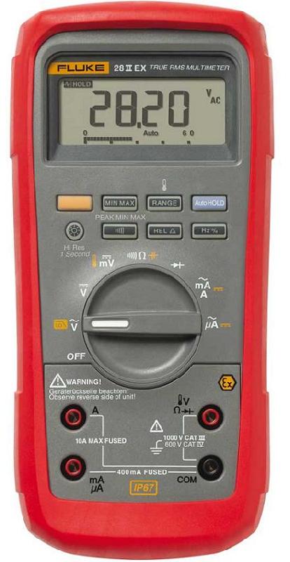 MULTIMÈTRE NUMÉRIQUE PORTABLE TRMS ROBUSTE, 1000V/10A AC/DC, IP67 - MODÈLE ATEX - FLU28IIEX