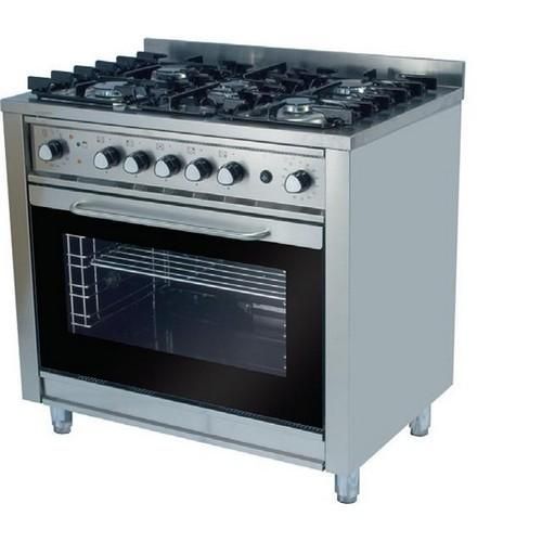 FOURNEAU 5 FEUX GAZ SUR FOUR ELECTRIQUE VENTILE - CHRONO CUISINE