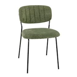 France Mobilier CHR - Lot de 2 Chaises Margot Olive 74x49x57 en textile - Structure métallique noire et tissu Aragon vert olive_0