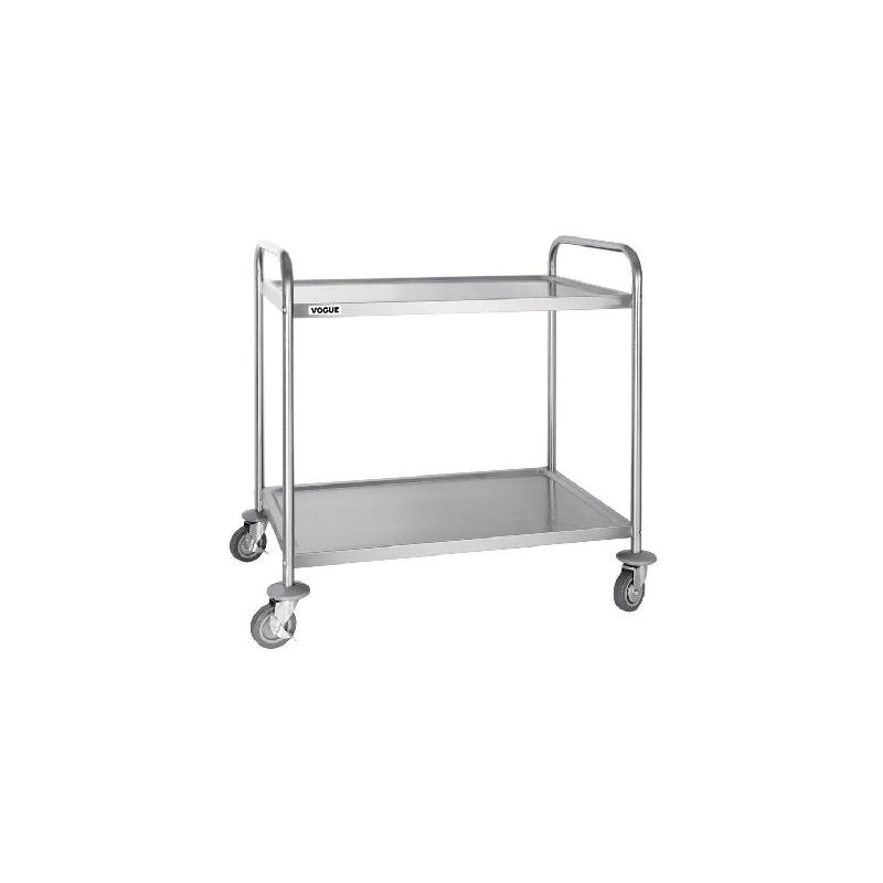 Grand chariot inox de service 2 niveaux_0
