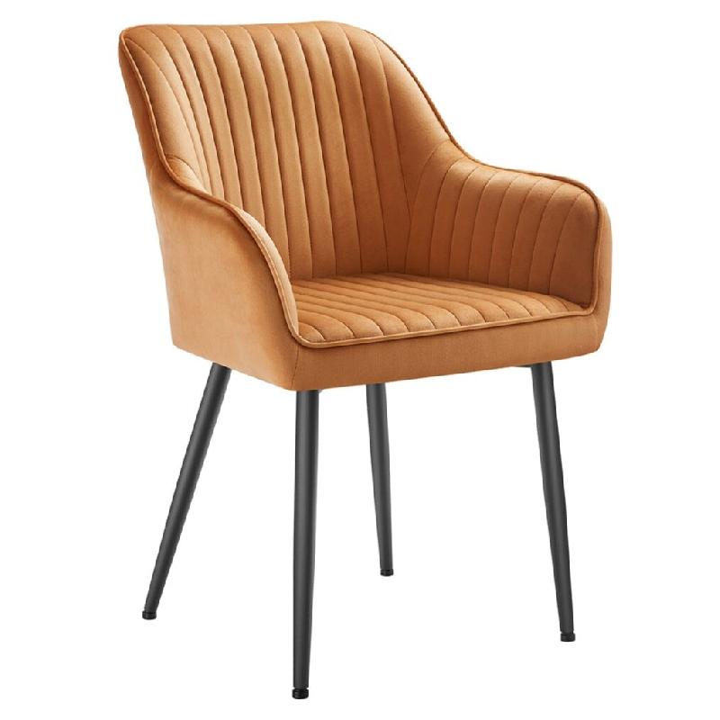 Helloshop26 - Chaise de salle à manger fauteuil siège rembourrée avec accoudoirs largeur d'assise 49 cm pieds en métal revêtement en 12_0004908 -_0