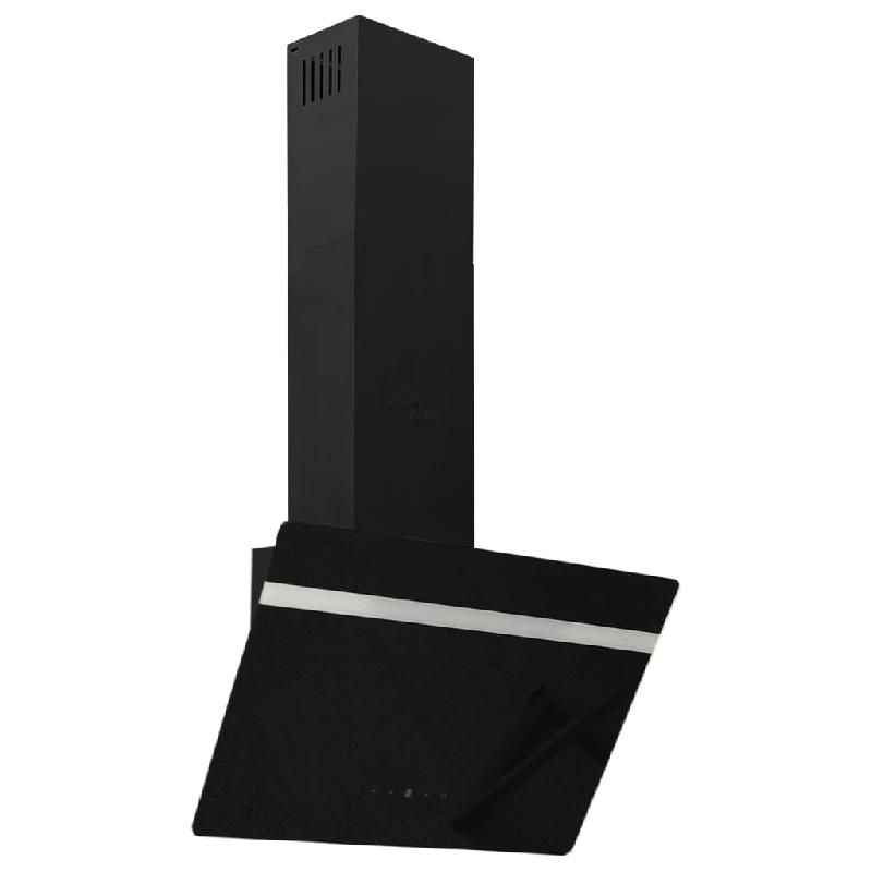 Hotte murale élégante 60 cm - acier et verre trempé noir - silencieuse, puissante, avec filtre à charbon et LED intégrées_0