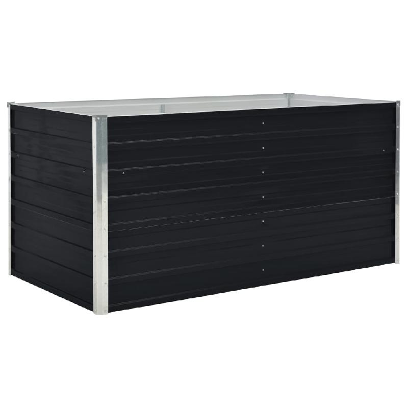 Jardinière rectangulaire 160 x 80 x 45 cm en acier galvanisé anthracite - robuste et durable_0