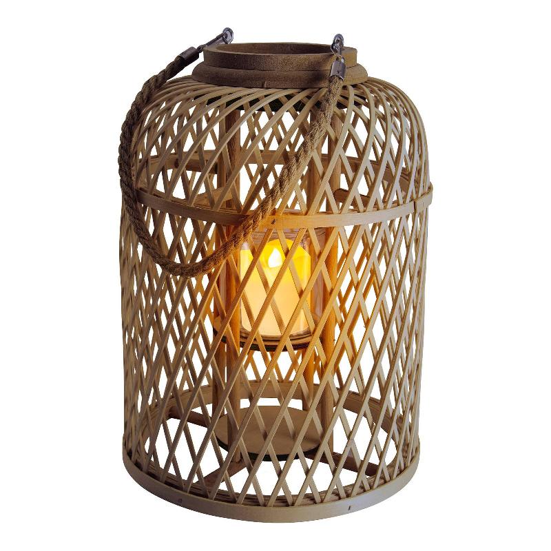 NÄVE LANTERNE SOLAIRE LED CORBEILLE, BAMBOU, HAUTEUR 38 CM, BRUN