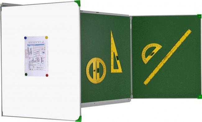 TABLEAU TRIPTYQUE 1,20 X 2 M ÉMAILLÉ BLANC CADRE ALUMINIUM ANODISÉ - MANUTAN COLLECTIVITÉS