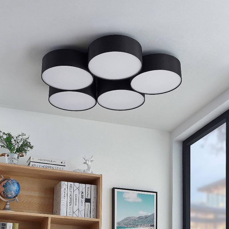 LINDBY JANITA PLAFONNIER EN TISSU LED, 5 L., NOIR
