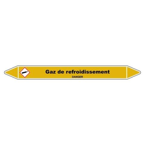 LOT DE 3 - MARQUEUR TUYAUTERIE - GAZ REFROIDISSEMENT - VINYLE LAMINÉ 250 X 26 MM