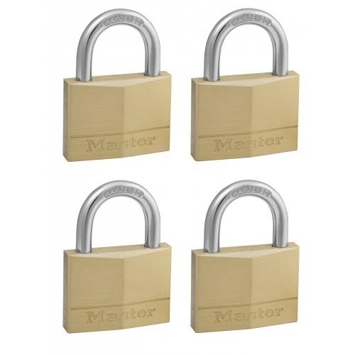 LOT DE 4 CADENAS À CLÉ S'ENTROUVRANTS - LAITON MASSIF - 50 MM DE LARGE MASTER LOCK