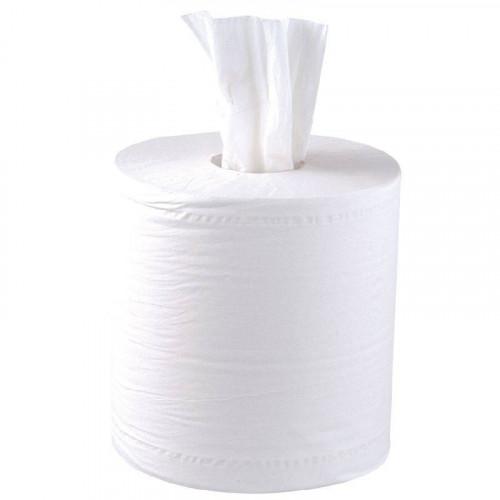 LOT DE 6 ROULEAUX BLANC DOUBLE ÉPAISSEUR POUR DISTRIBUTEUR À ALIMENTATION CENTRALE JANTEX