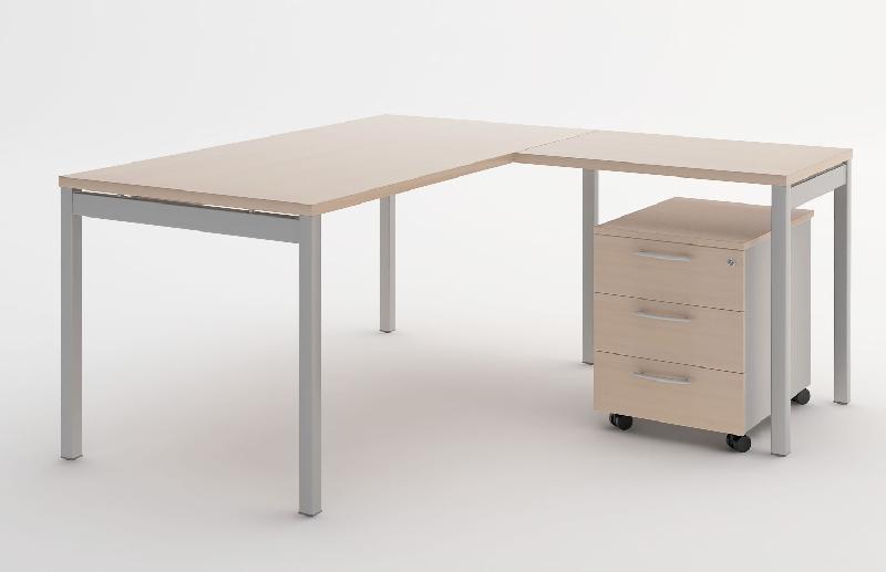 OGI Y / BUREAU INDIVIDUEL AVEC RETOUR 200 X 80 CM BLANC_0