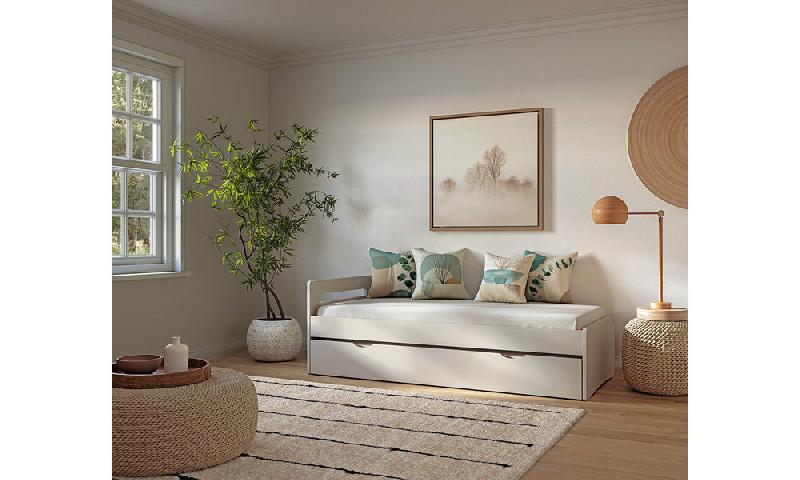 PACK LIT LEMAND + MATELAS  BLANC 80X190 CM/OPT:MATELAS ELBE HD