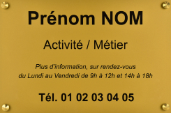 Plaque d'entreprise professionnelle en plexiglas - Résistante aux UV et intempéries - Épaisseur 3 à 5 mm - Gravure en creux au dos_0