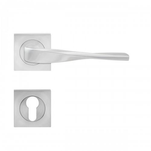 POIGNÉES DE PORTE SUR ROSACES CARRÉES ER 88Q NEVADA - INOX SATINÉ -CLÉ I KARCHER DESIGN