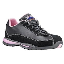 Portwest - Baskets de sécurité pour femmes S1P HRO - Noir/Rose - Taille 41 - Semelle EVA/caoutchouc - Coquille acier - EN ISO 20345:2011_0
