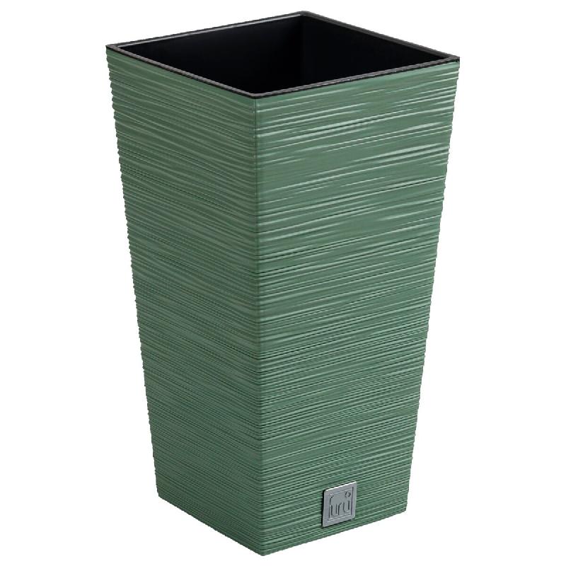 Prosperplast - Jardinière vert terre avec réserve d’eau, collection FURU - 39,5x39,5x75,5 cm, capacité de 37 L - vert plastique polypropylène ZA5292_0