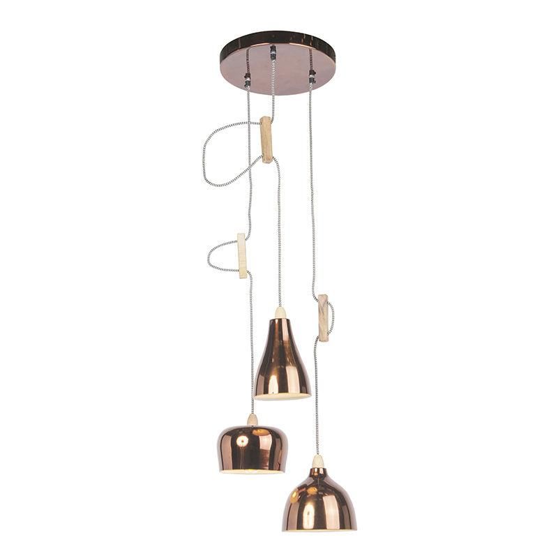 Lampe Suspendue Design Cuivre 3 Lumieres Reglable Vidya Qazqa