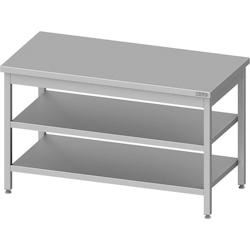 Romux® - Table centrale en acier inoxydable avec 2 étagères 1000x600x850 mm | Table de travail professionnelle en acier, table de 1 mm d'épaisseur_0