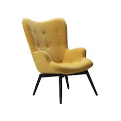 SalesFever Fauteuil rembourré  en tissu texturé | Cadre en métal avec revêtement en poudre noire | L 80 x P 99 x H 92 cm | jaune - jaune polyester_0