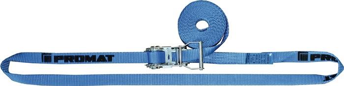 Sangle d'amarrage DIN EN 12195-2 - longueur 6 m, largeur 25 mm - avec rochet LC U 1500 daN - PROMAT_0