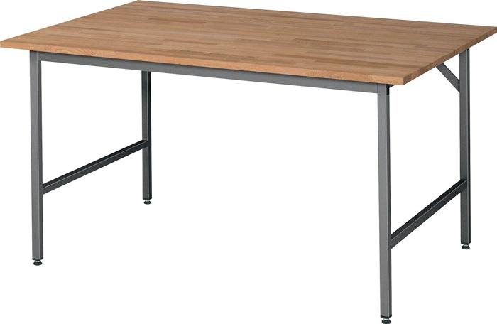 Table de travail l1500xP1000xH800-850mm plateau trav.Hêtre massif, épaiss.25 mm châssis anthracite métallisé RAU_0