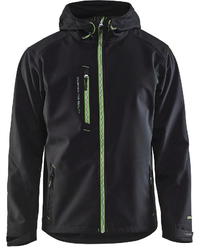 VESTE SOFTSHELL À CAPUCHE NOIR/VERT TAILLE L - MANUTAN COLLECTIVITÉS