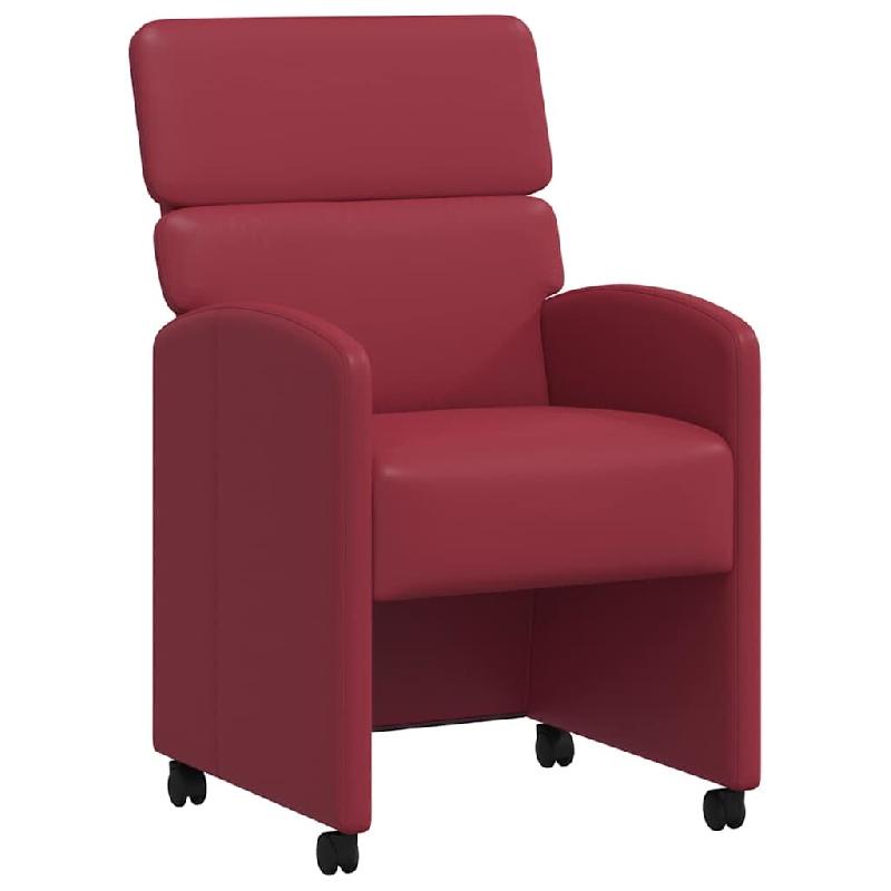 VidaXL Chaises de Salle à Manger avec Roues 2 pcs Bordeaux Simili cuir Modèle Raffiné Prestige - 42017887_0