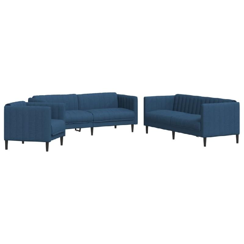 VidaXL Ensemble de canapés 3 pcs bleu tissu Modèle Armoniax - 3209235_0