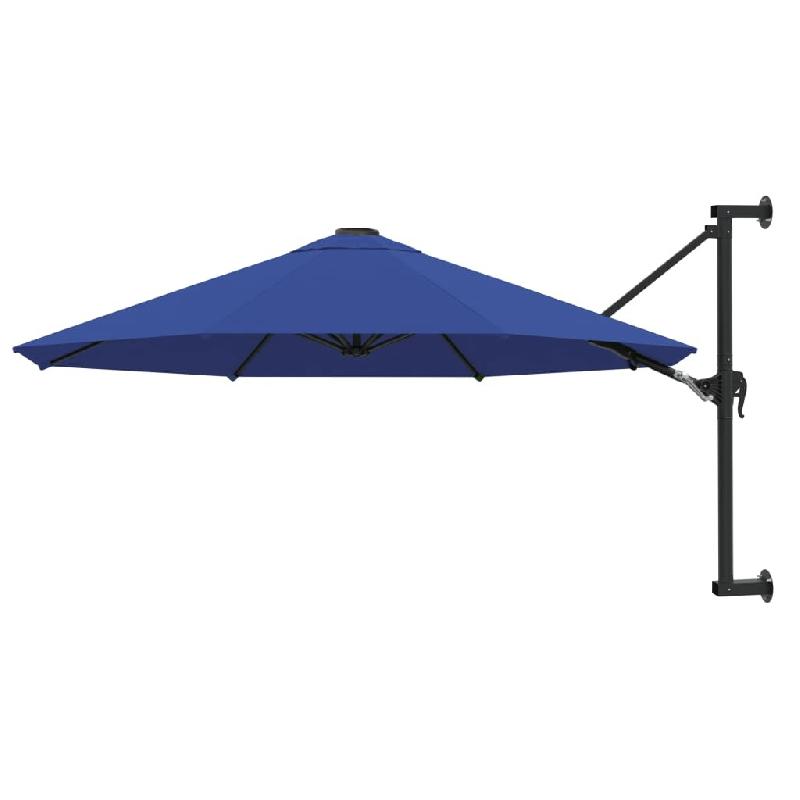 VidaXL Parasol mural avec mât métallique 300 cm Bleu Modèle Sirius Vent - 47301_0